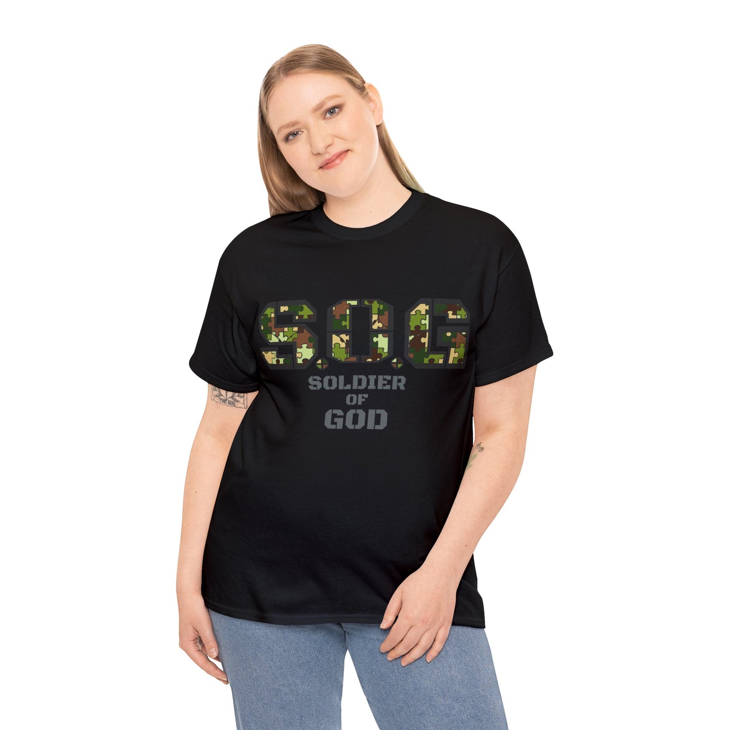 S.o.G Soldier of God Camo version multi color Heavy Cotton Tee