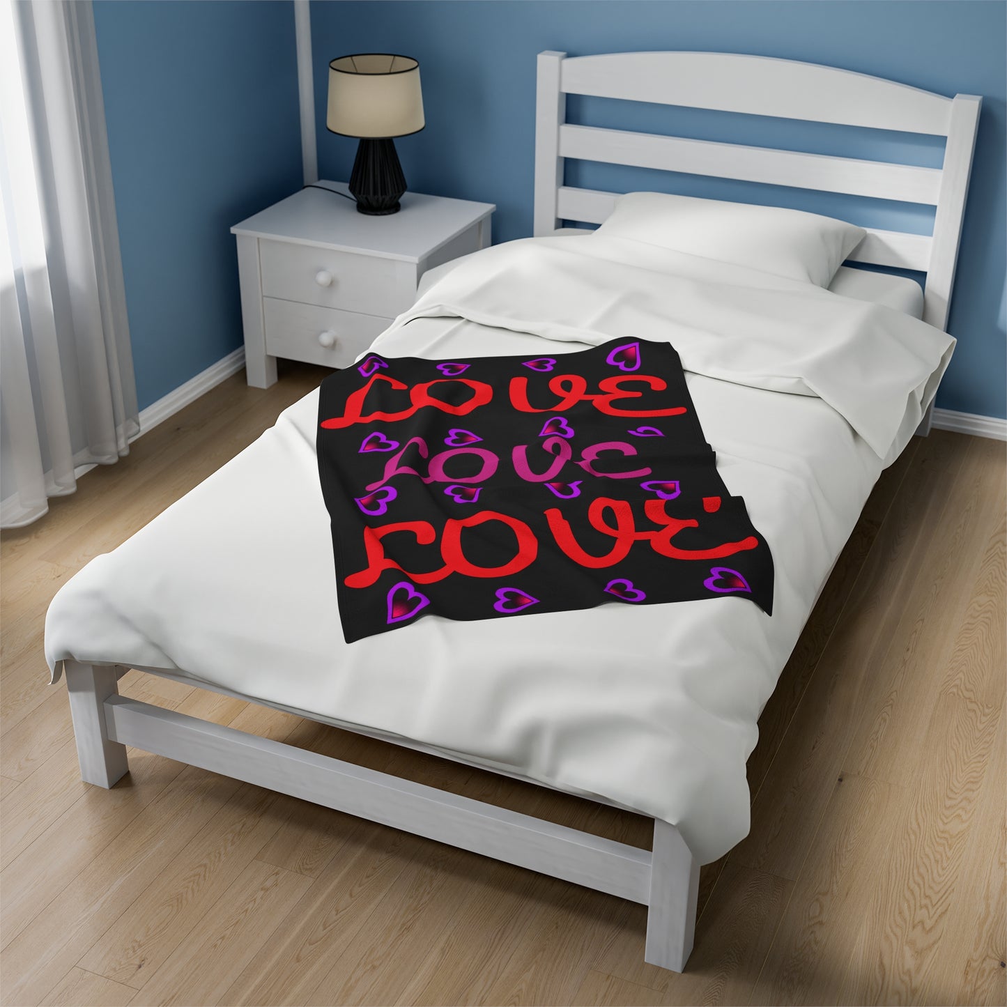 Love, Lovely Velveteen Plush Blanket (Pink & Red) By The M.O.G