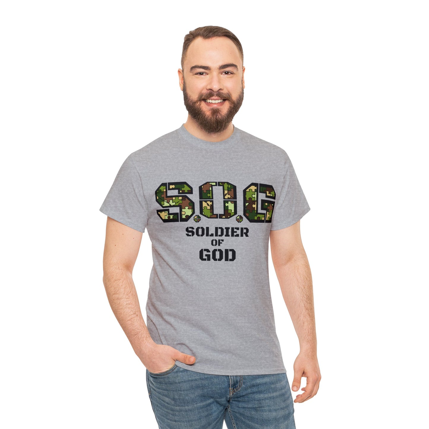 S.o.G Soldier of God Camo version multi color Heavy Cotton Tee