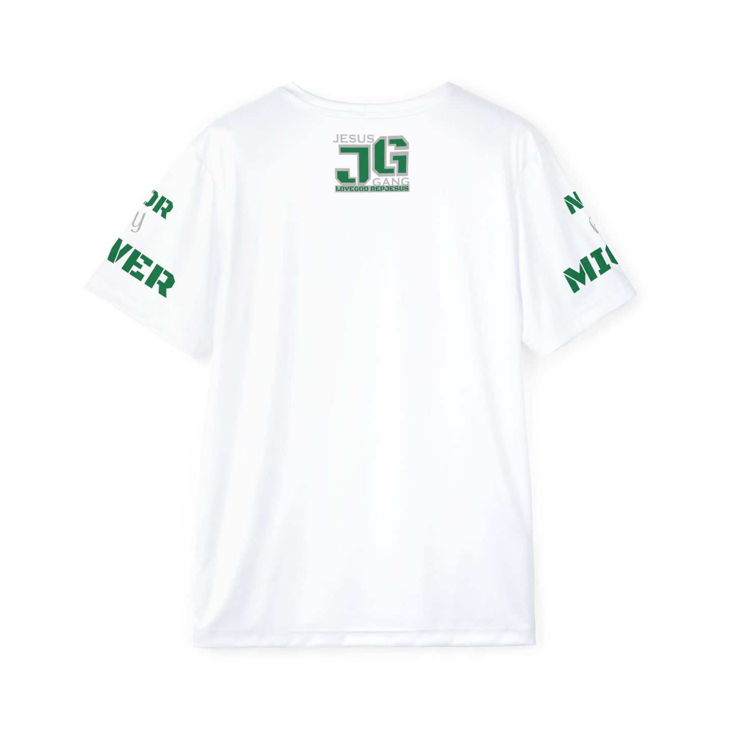 JESUS GANG (Not by Might, Nor by Power, says the Gang) Philly Green and White Workout Jersey