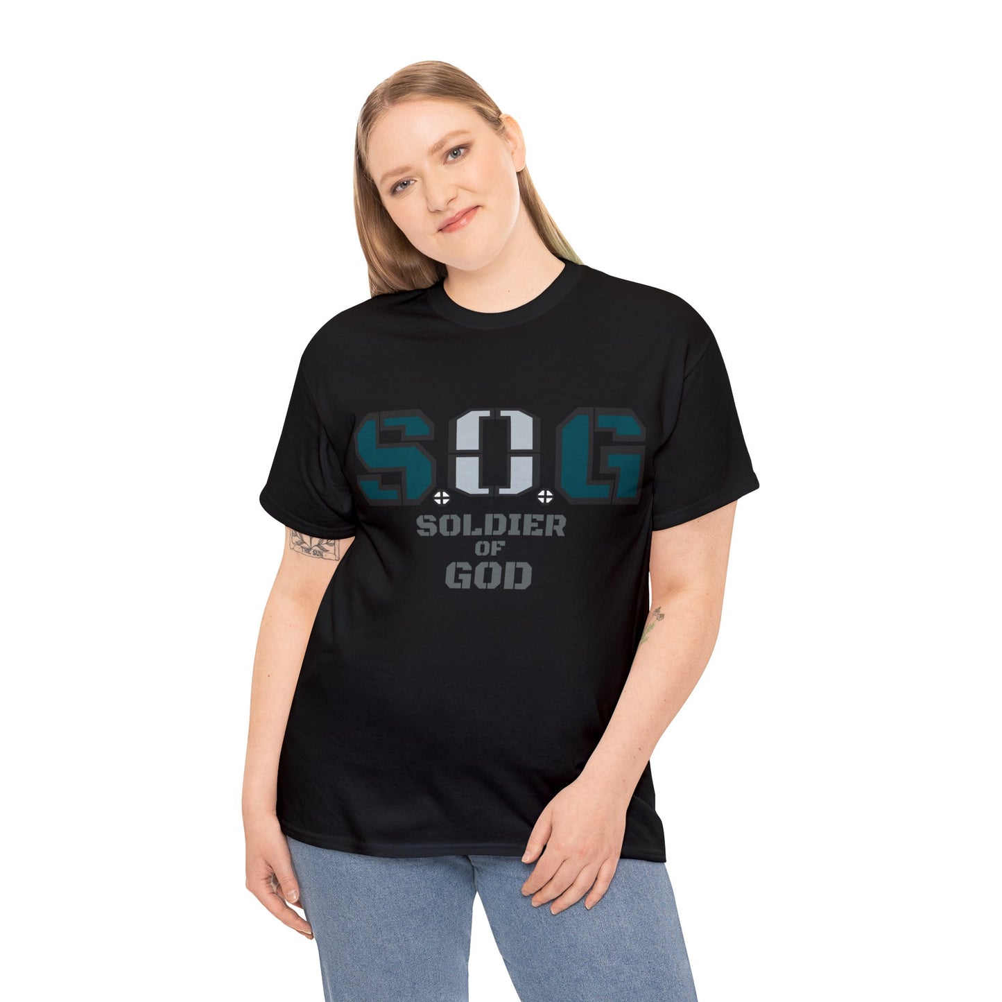 S.o.G Soldier of God Fly Green version multi color Heavy Cotton Tee