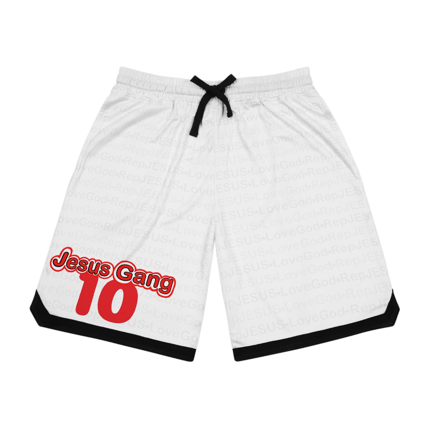 Jesus Gang 10 Ballas (Wht) Basketball Rib Shorts