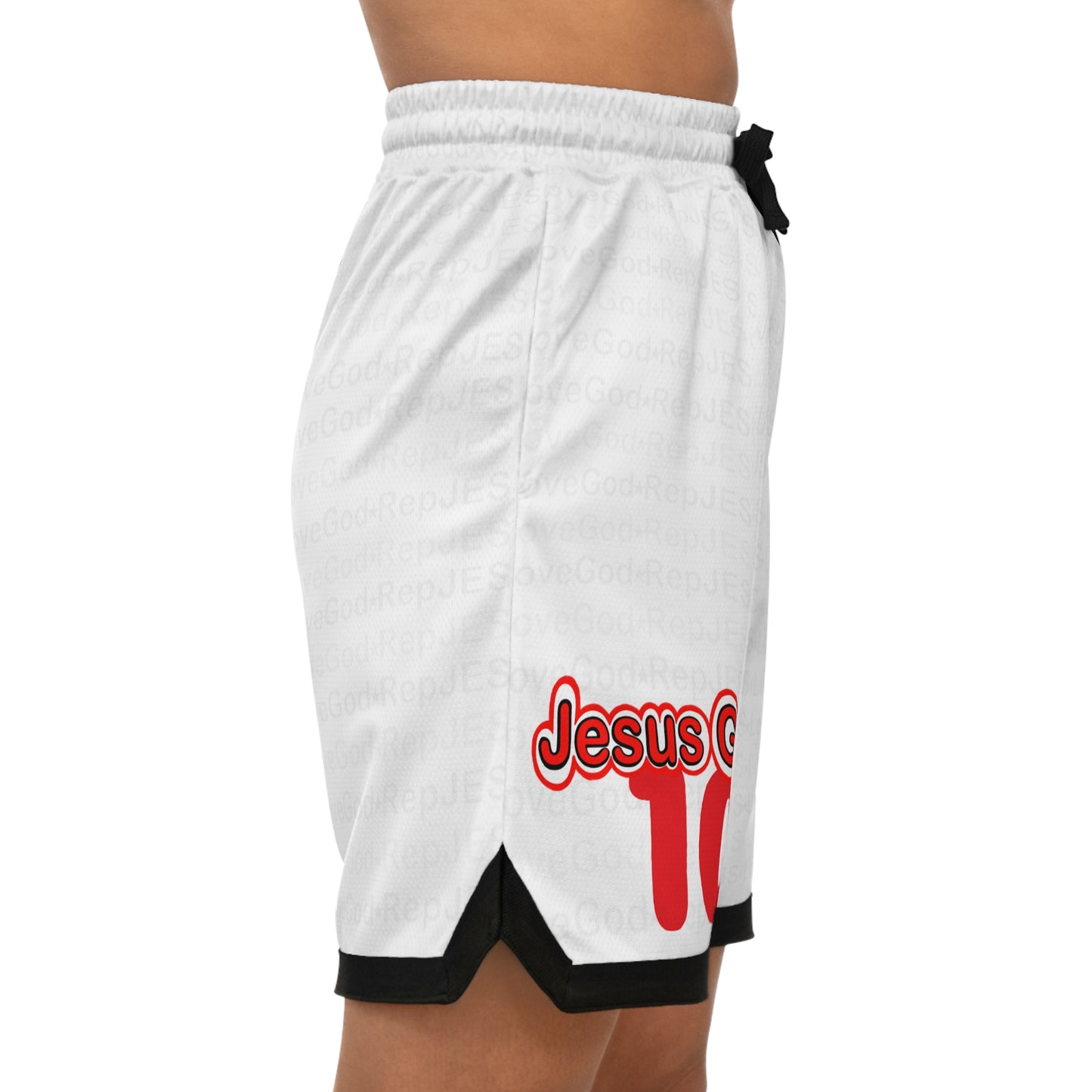 Jesus Gang 10 Ballas (Wht) Basketball Rib Shorts