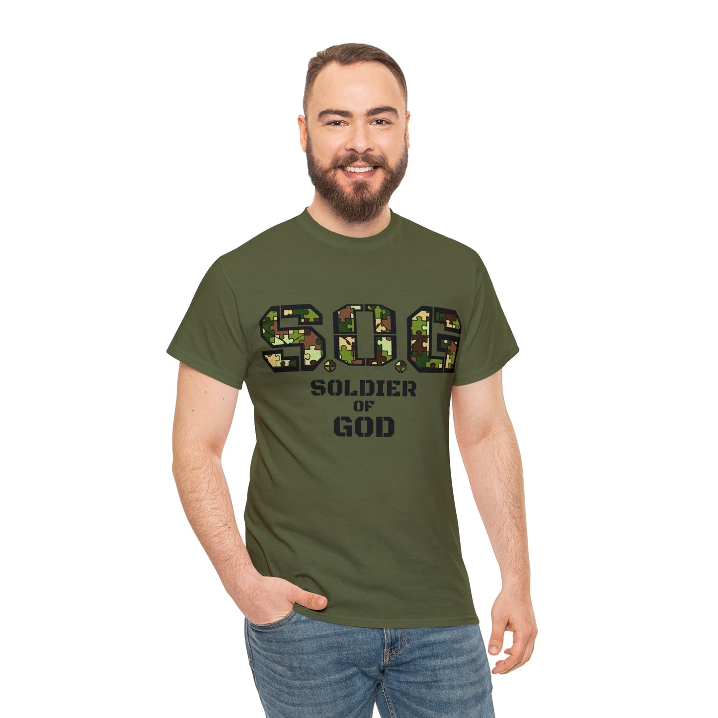 S.o.G Soldier of God Camo version multi color Heavy Cotton Tee