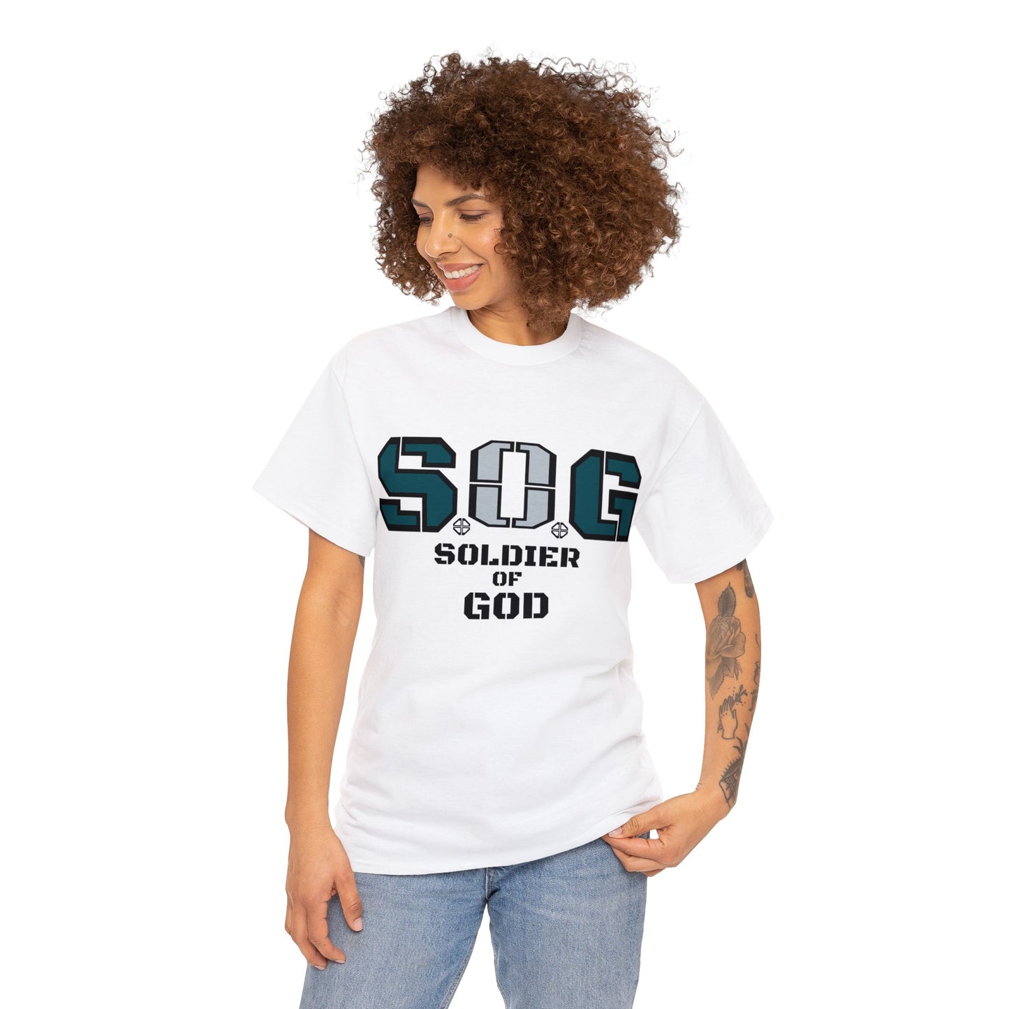 S.o.G Soldier of God Fly Green version multi color Heavy Cotton Tee