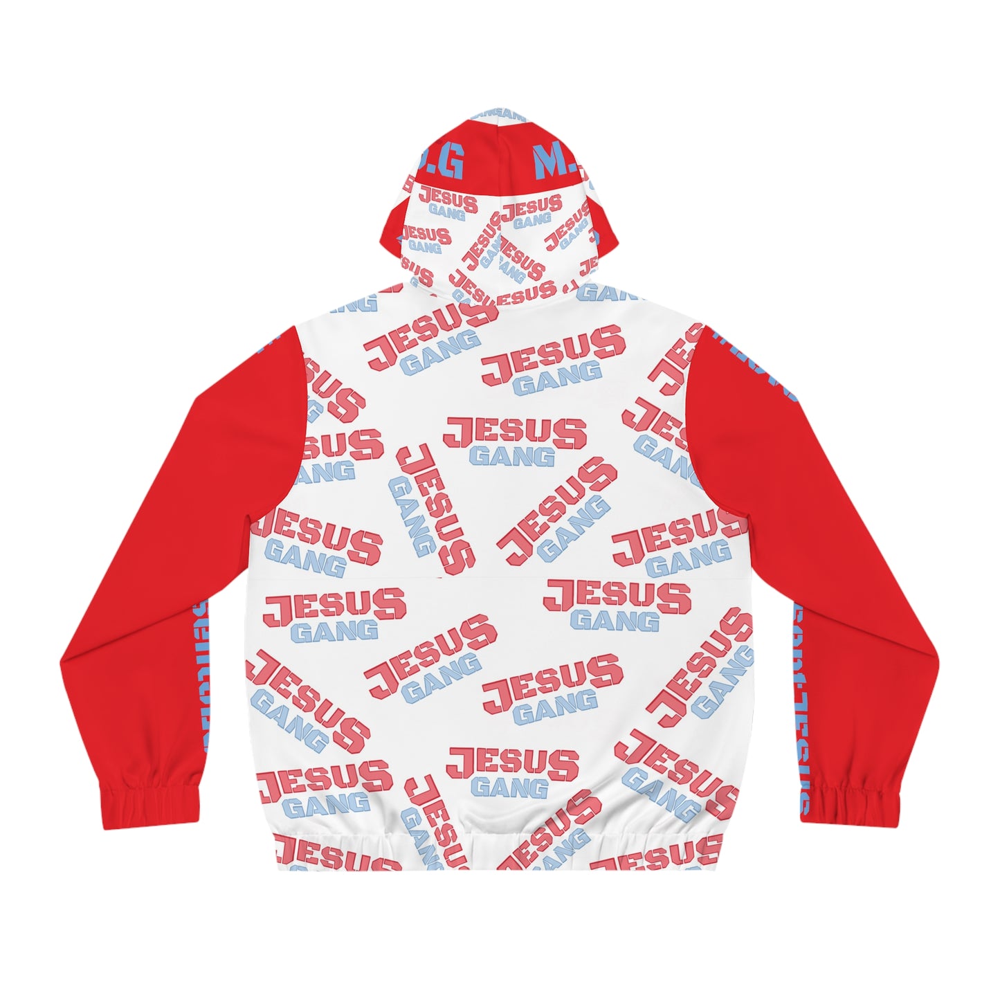 Love God Represent JESUS {Jesus Gang (EVERYWHERE)}*V2* Red Men's Full-Zip Hoodie.