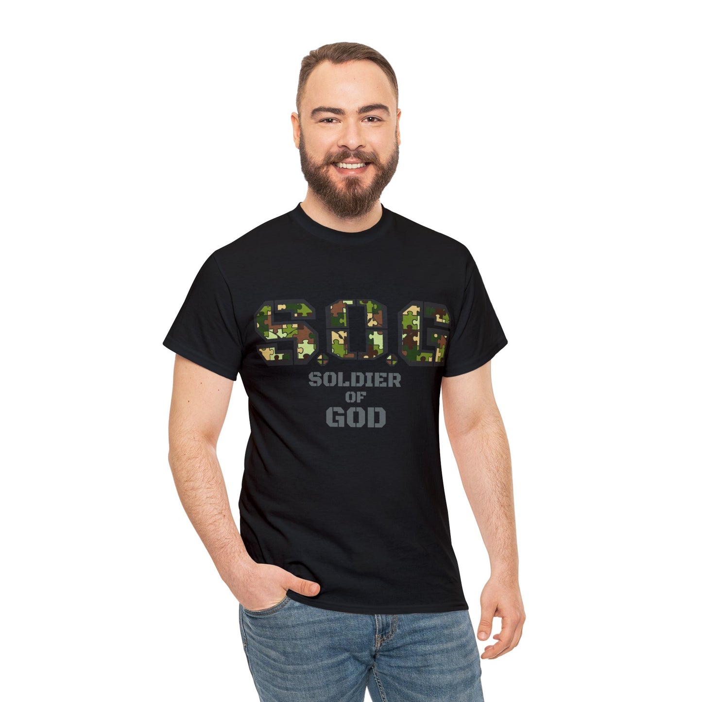 S.o.G Soldier of God Camo version multi color Heavy Cotton Tee