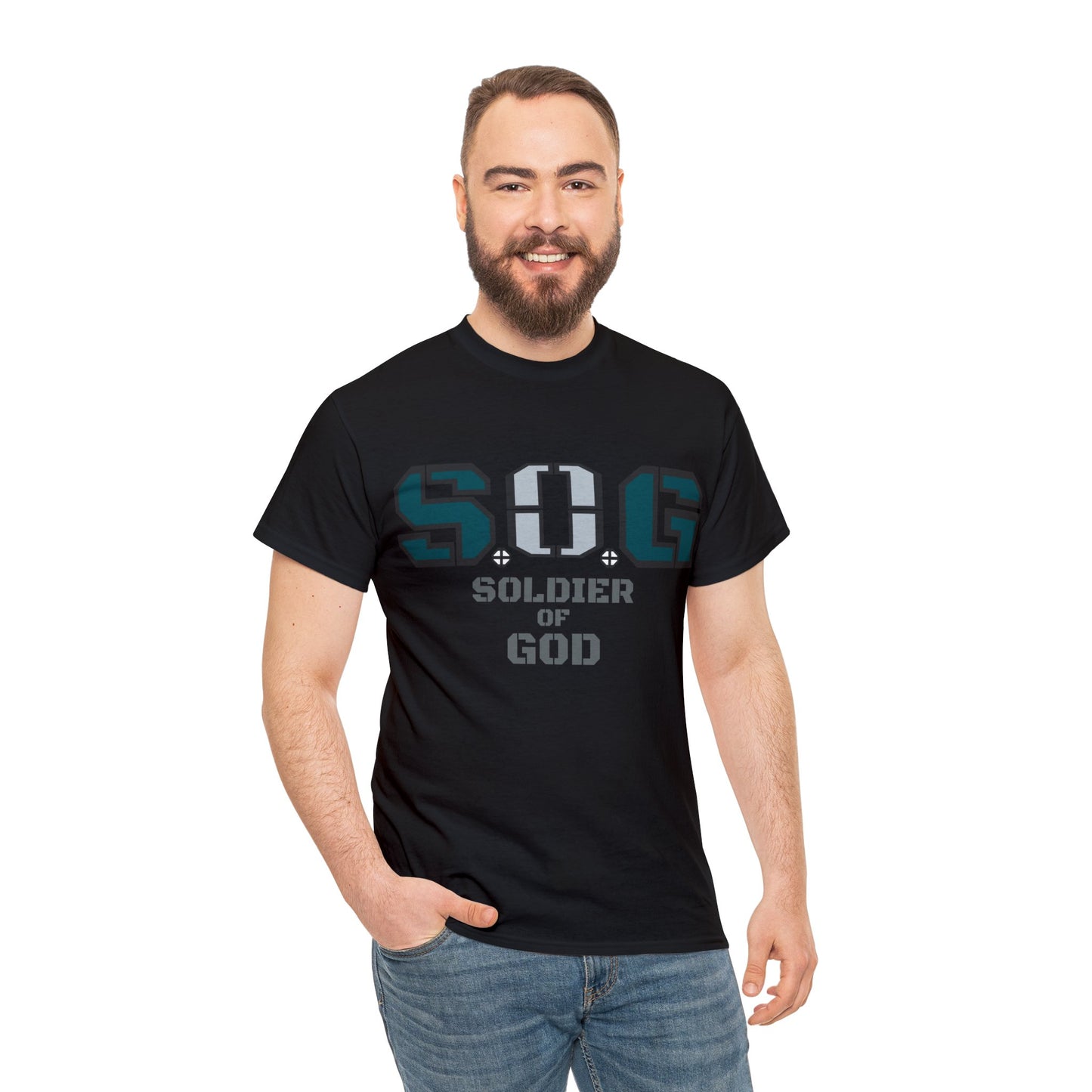 S.o.G Soldier of God Fly Green version multi color Heavy Cotton Tee