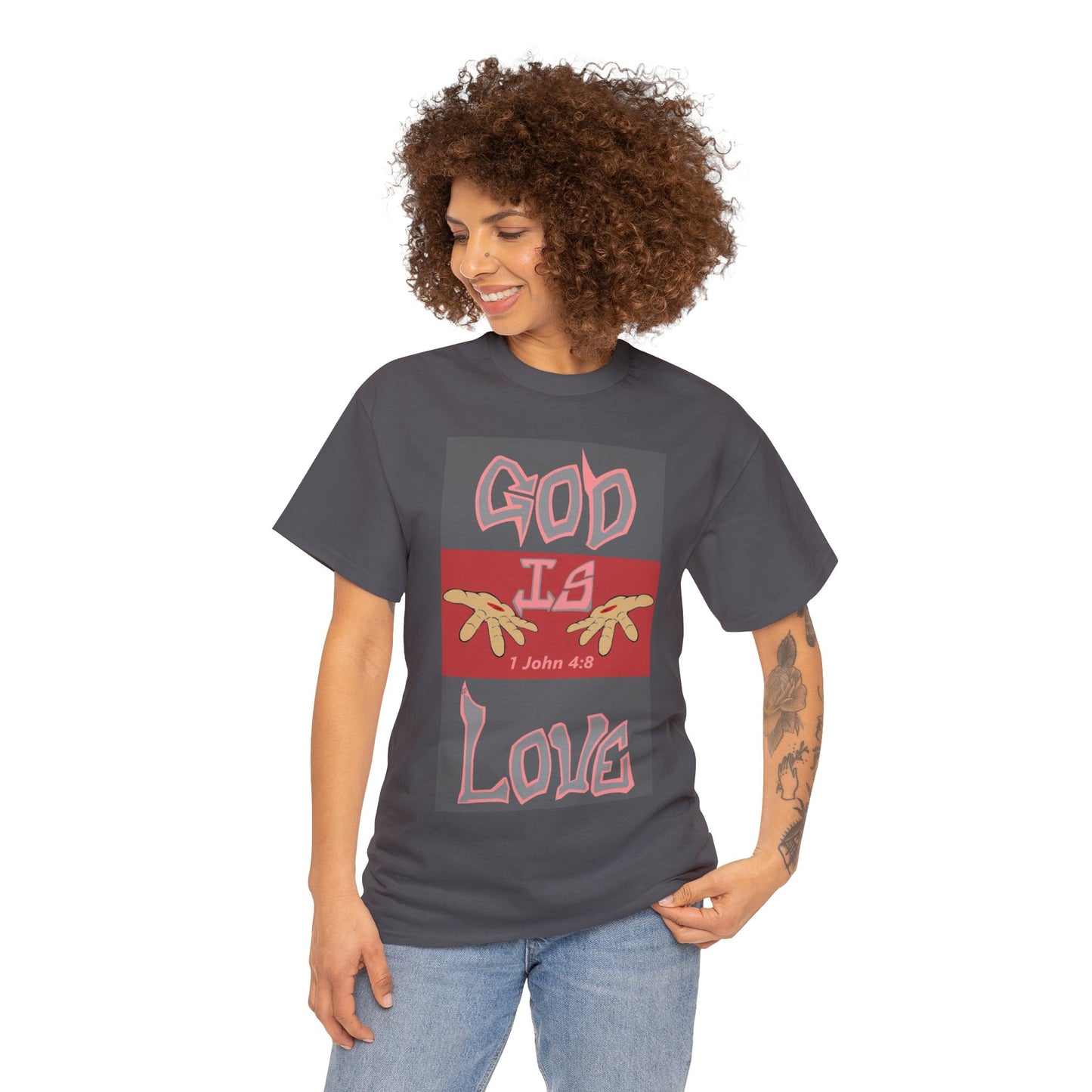 God is Love Pink & Gray T-shirt By The M.O.G (small print)