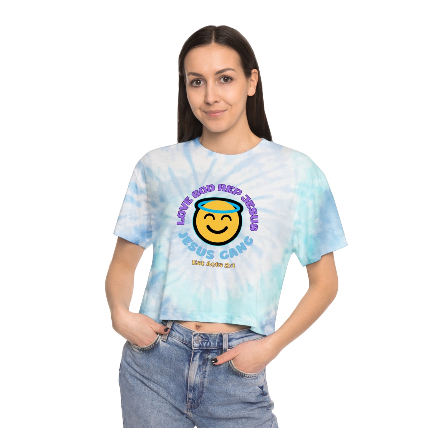 Love God Rep Jesus (Jesus Gang) Women's Tie-Dye Crop Tee