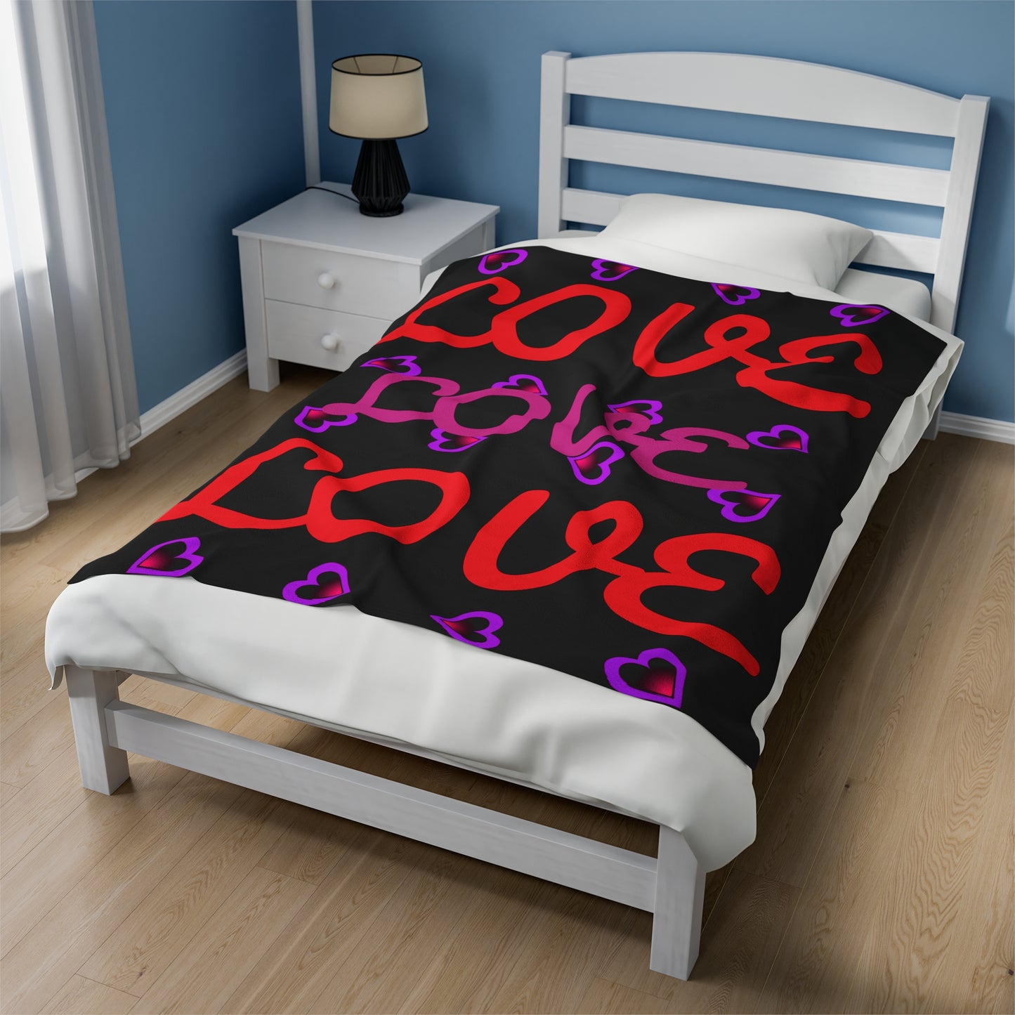 Love, Lovely Velveteen Plush Blanket (Pink & Red) By The M.O.G