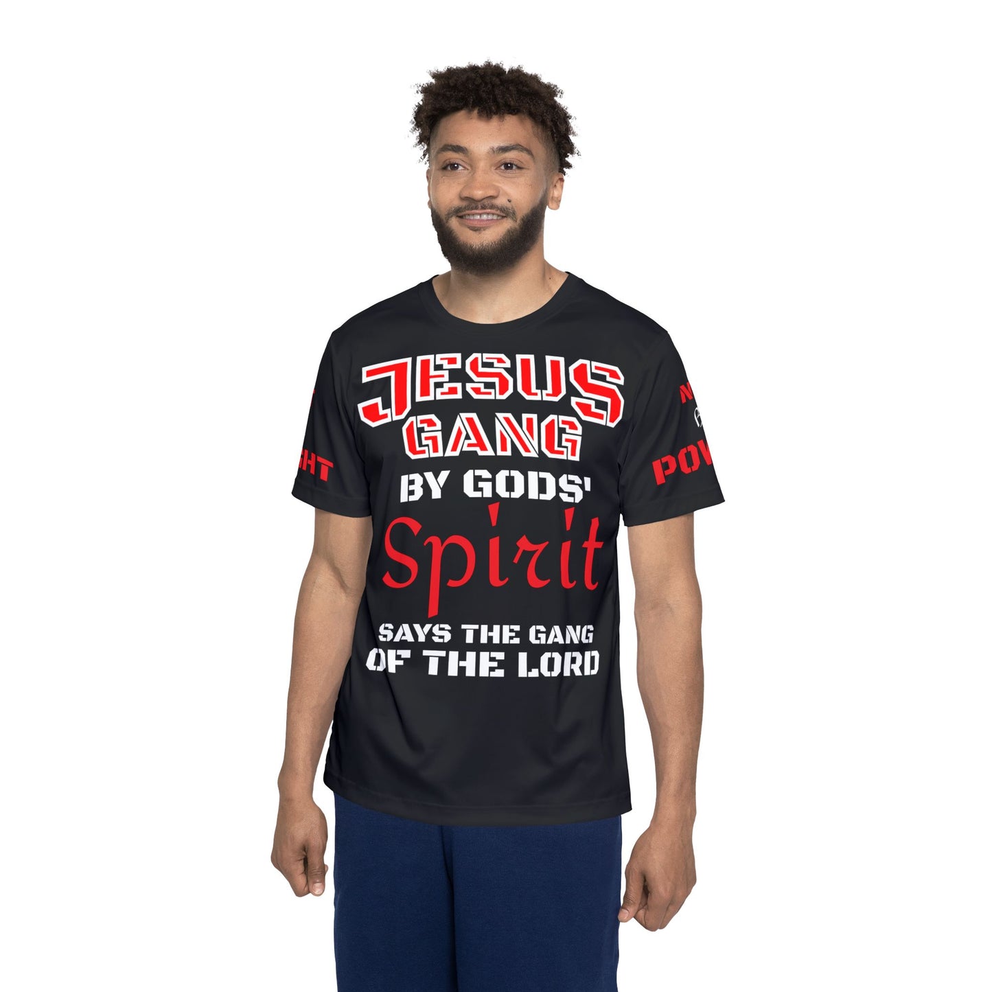 JESUS GANG /RED SPIRIT (Not by Might, Nor by Power, says the Gang) Workout Jersey