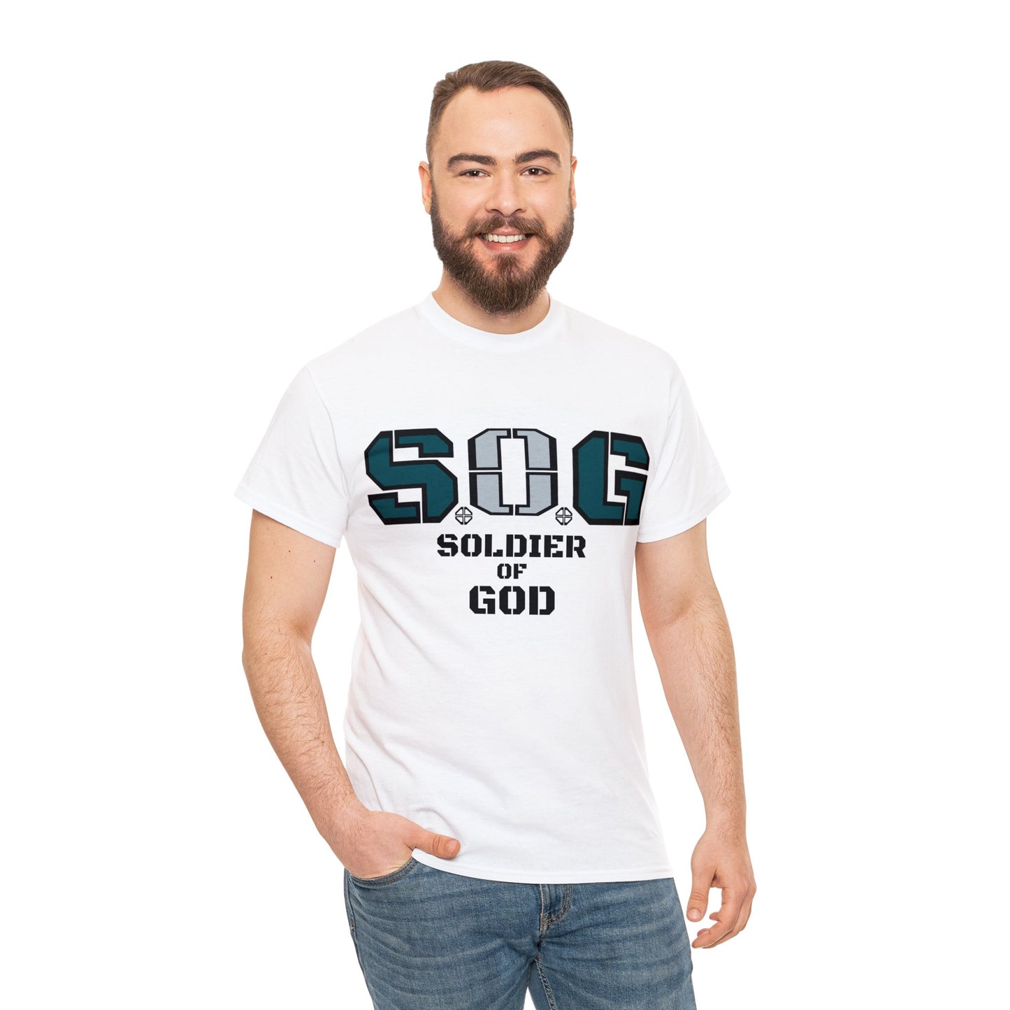 S.o.G Soldier of God Fly Green version multi color Heavy Cotton Tee