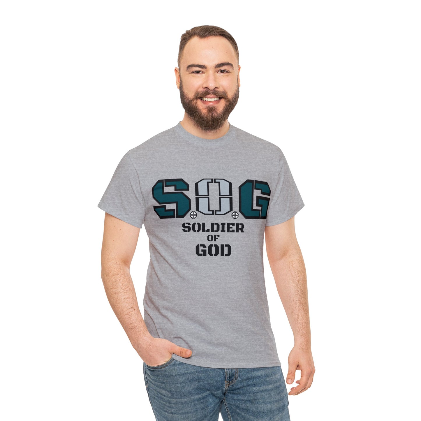 S.o.G Soldier of God Fly Green version multi color Heavy Cotton Tee