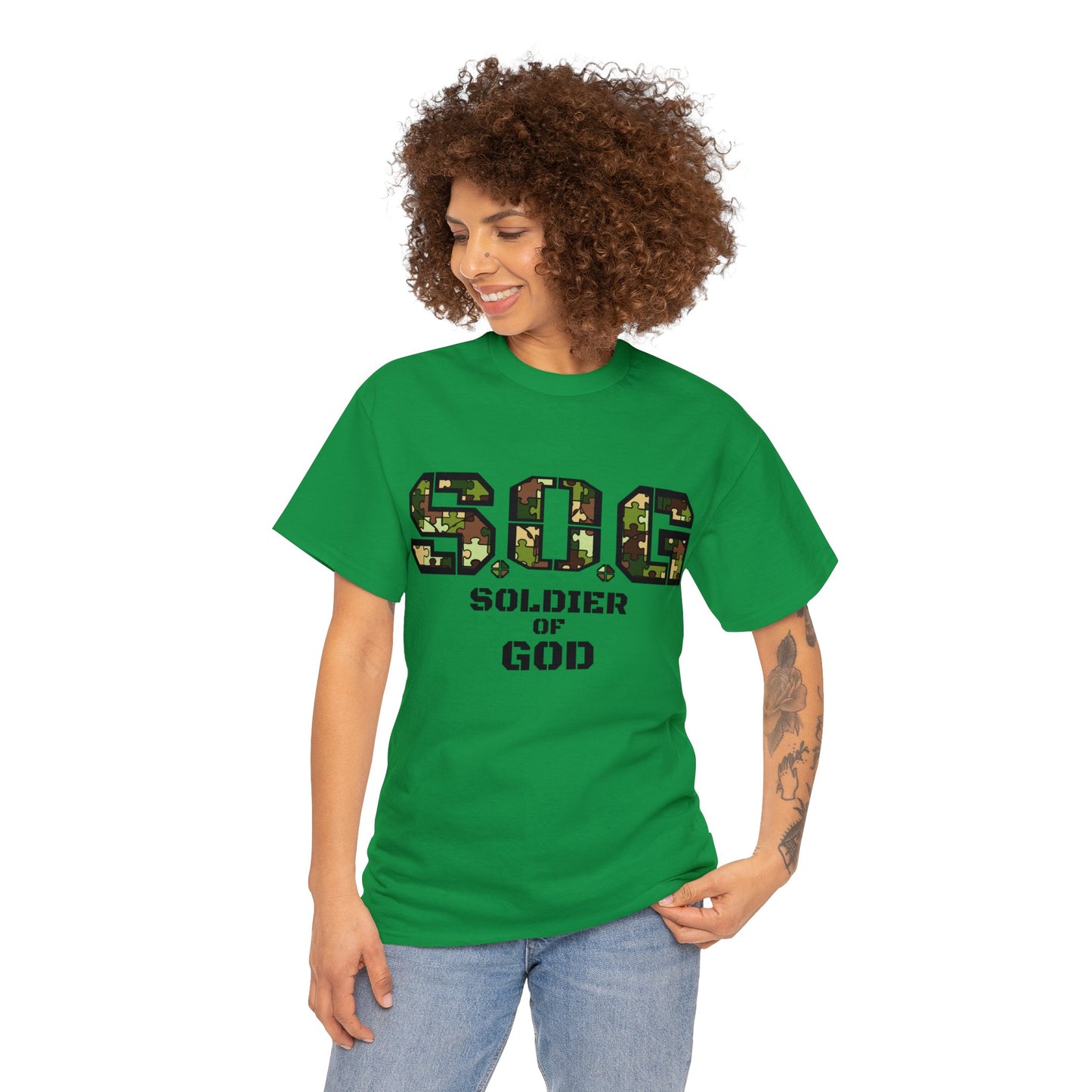 S.o.G Soldier of God Camo version multi color Heavy Cotton Tee