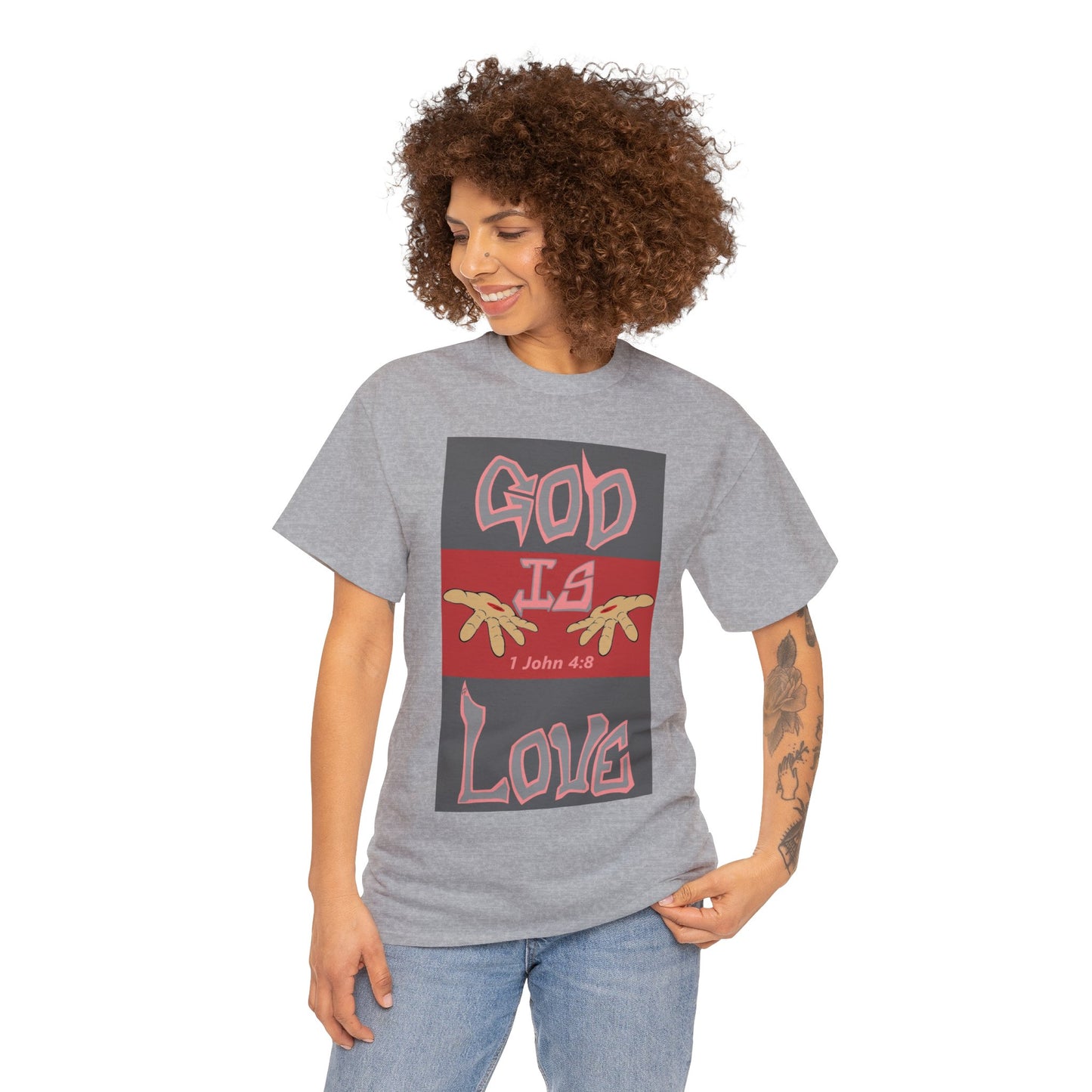 God is Love Pink & Gray T-shirt By The M.O.G (small print)