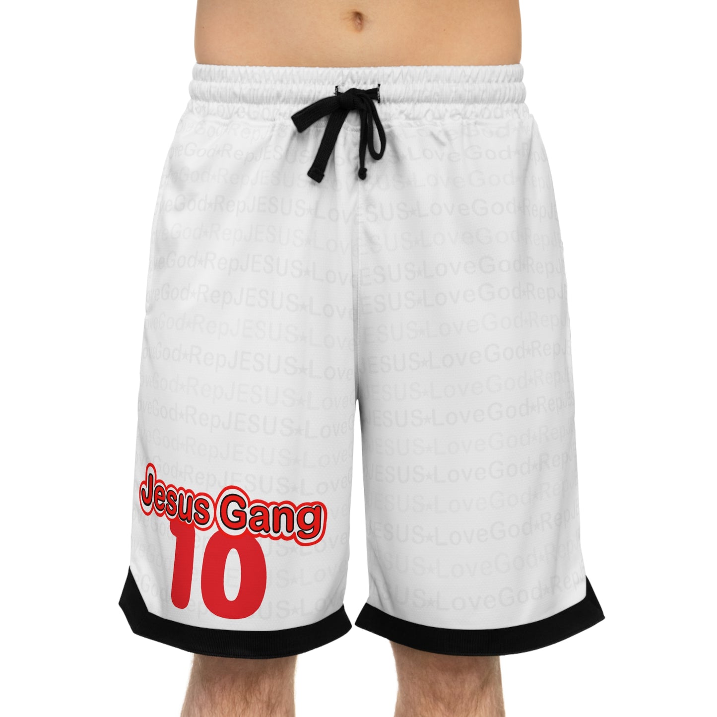 Jesus Gang 10 Ballas (Wht) Basketball Rib Shorts