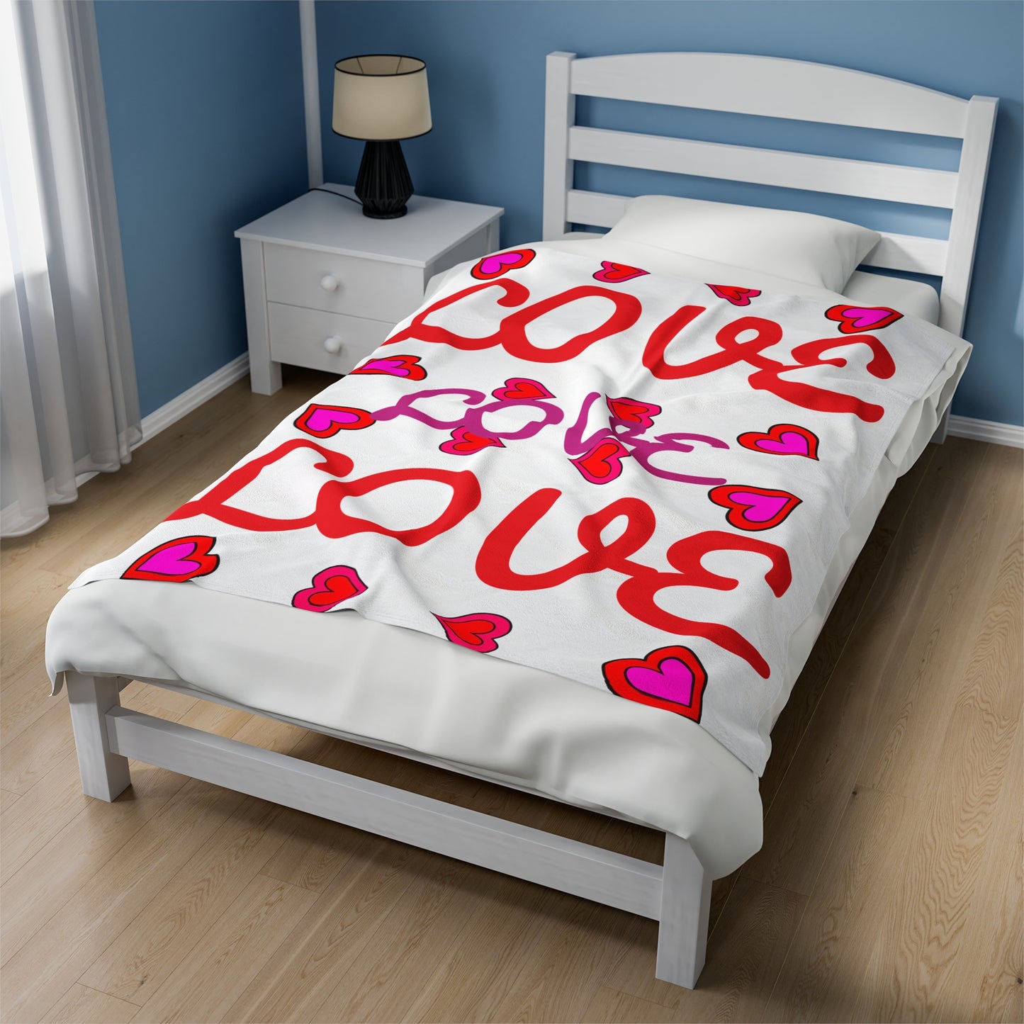 Love, Lovely Velveteen Plush Blanket (WHT) By The M.o.G