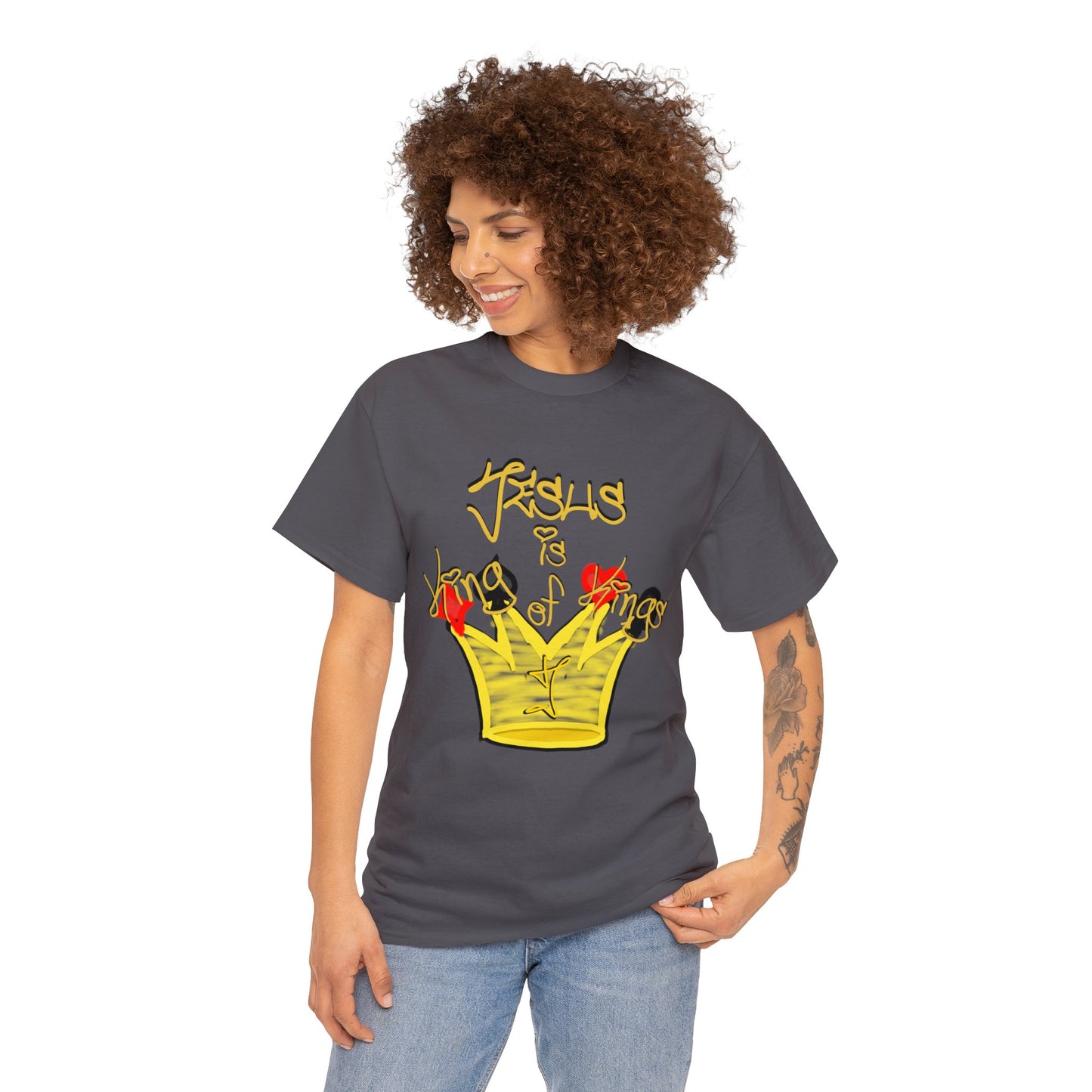 He is... Jesus; KING of KINGS  version multi color Heavy Cotton Tee