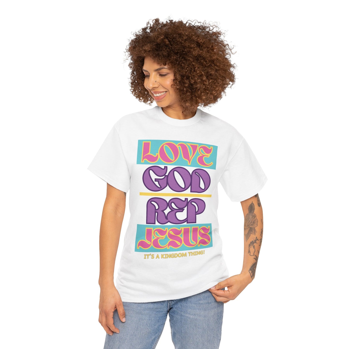 Love God Rep Jesus (Its A Kingdom Thing) PNK, YLW, PURP.