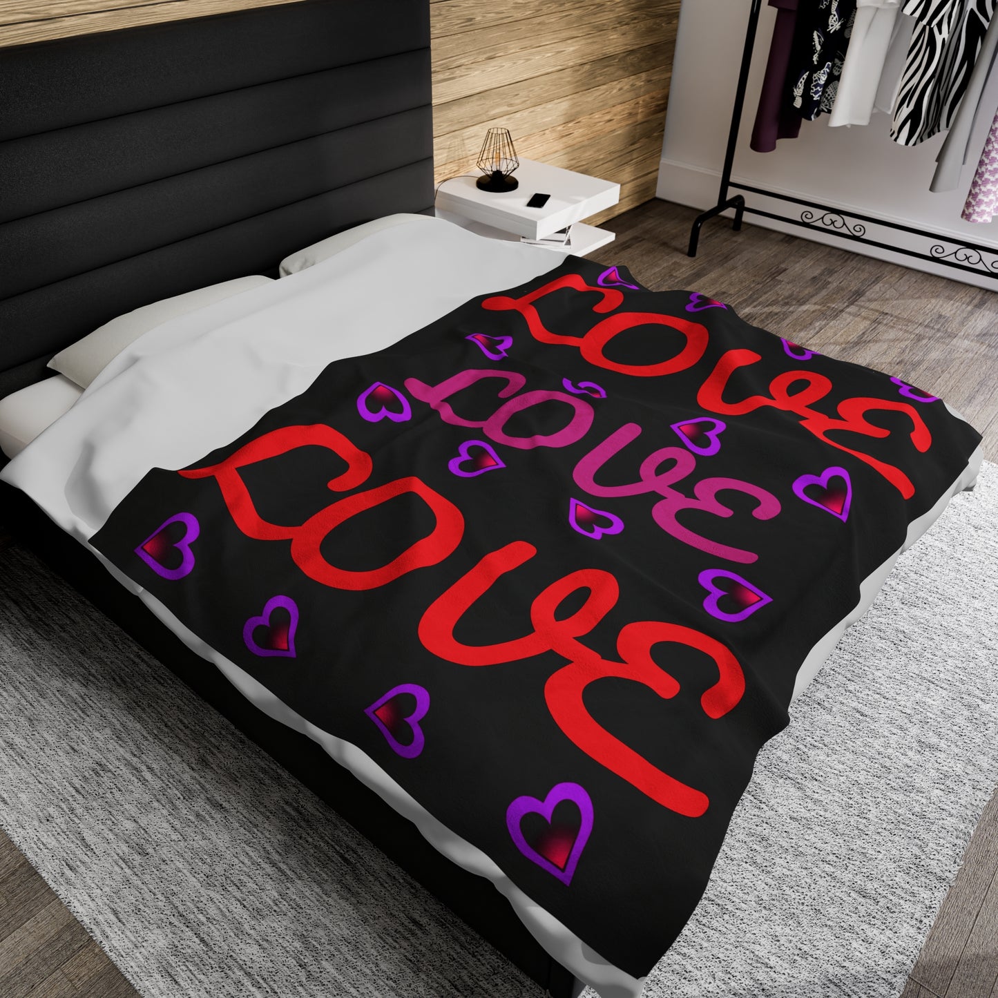 Love, Lovely Velveteen Plush Blanket (Pink & Red) By The M.O.G