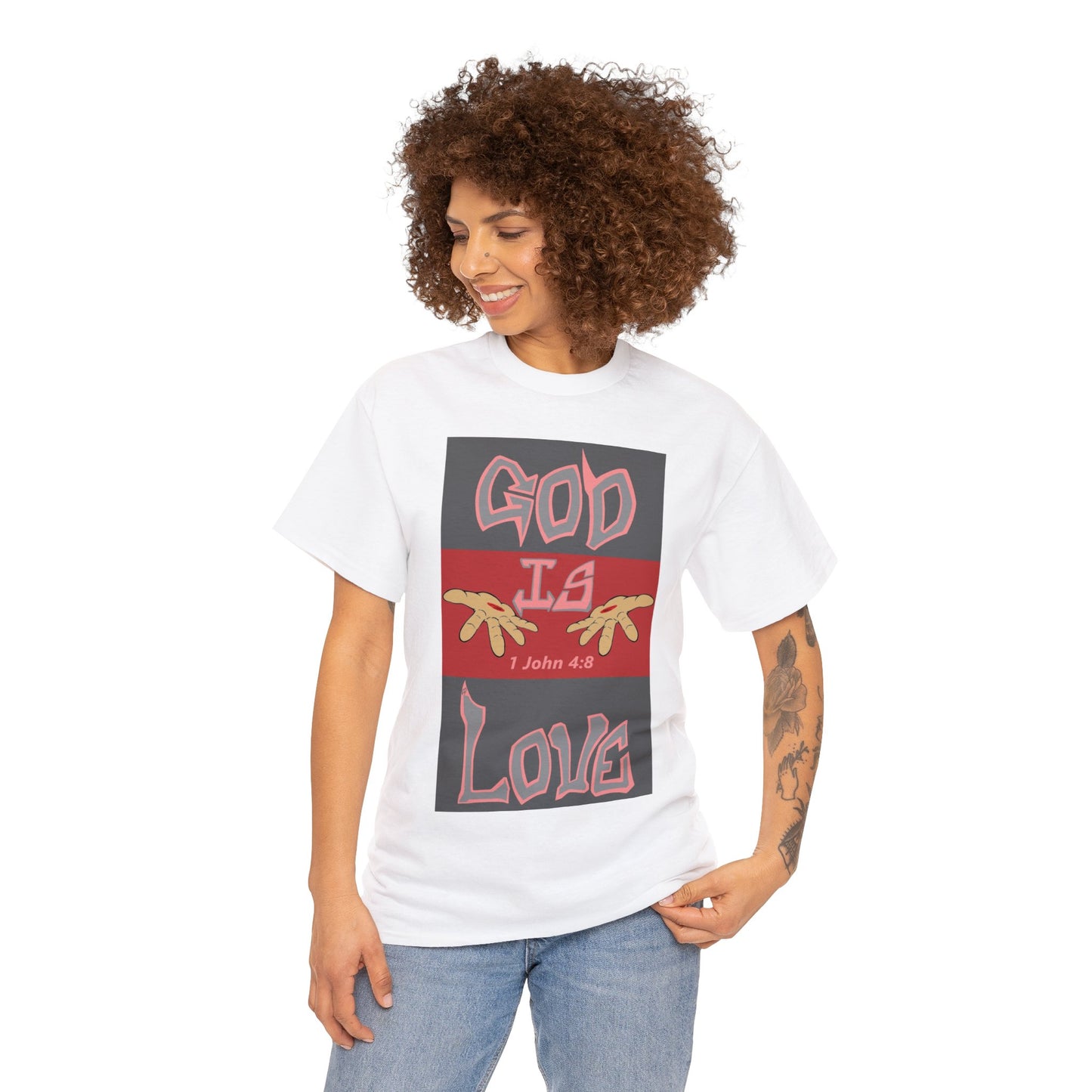 God is Love Pink & Gray T-shirt By The M.O.G (small print)