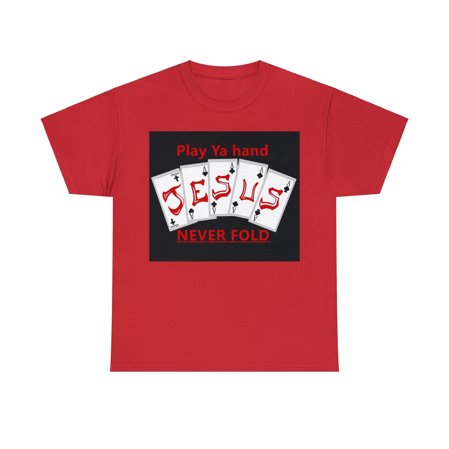 Jesus Hand (NEVER FOLD)Blk/RED T-shirt By The M.O.G