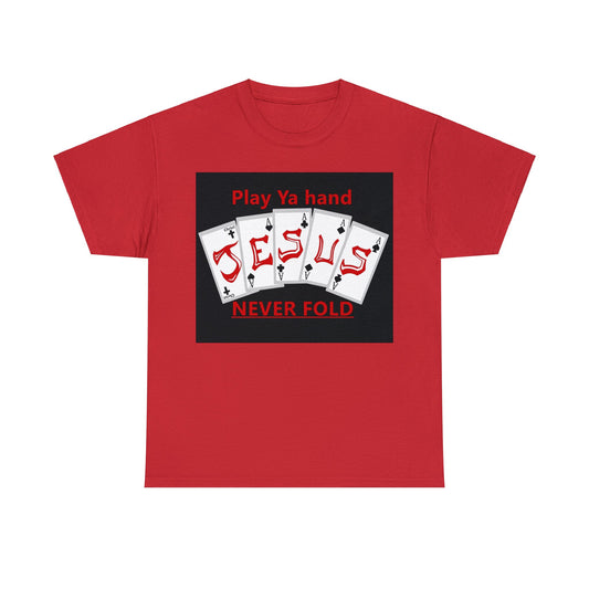 Jesus Hand (NEVER FOLD)Blk/RED T-shirt By The M.O.G