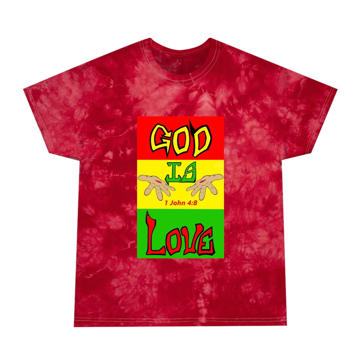 GOD IS LOVE Jah-Mix Tie-Dye Tee, Crystal. By The M.O.G