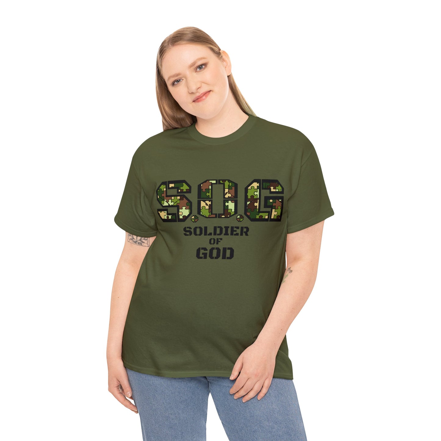 S.o.G Soldier of God Camo version multi color Heavy Cotton Tee