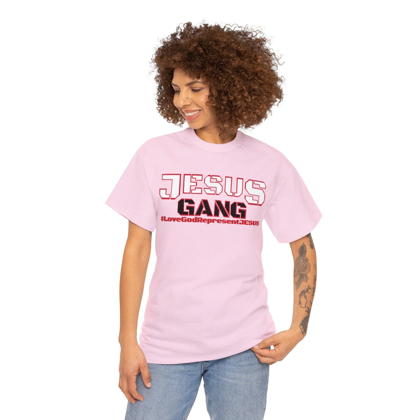 Jesus Gang Army of the Lord Red & Wht PINK "Ultra Cotton" Tee