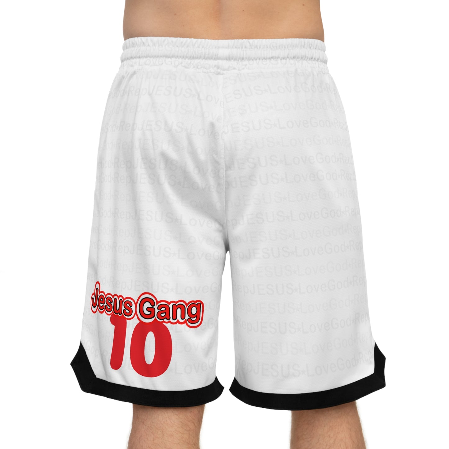 Jesus Gang 10 Ballas (Wht) Basketball Rib Shorts