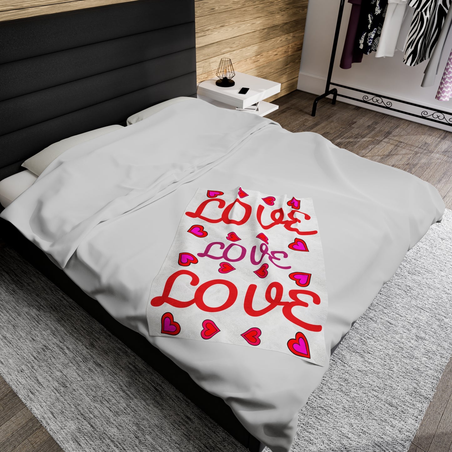 Love, Lovely Velveteen Plush Blanket (WHT) By The M.o.G