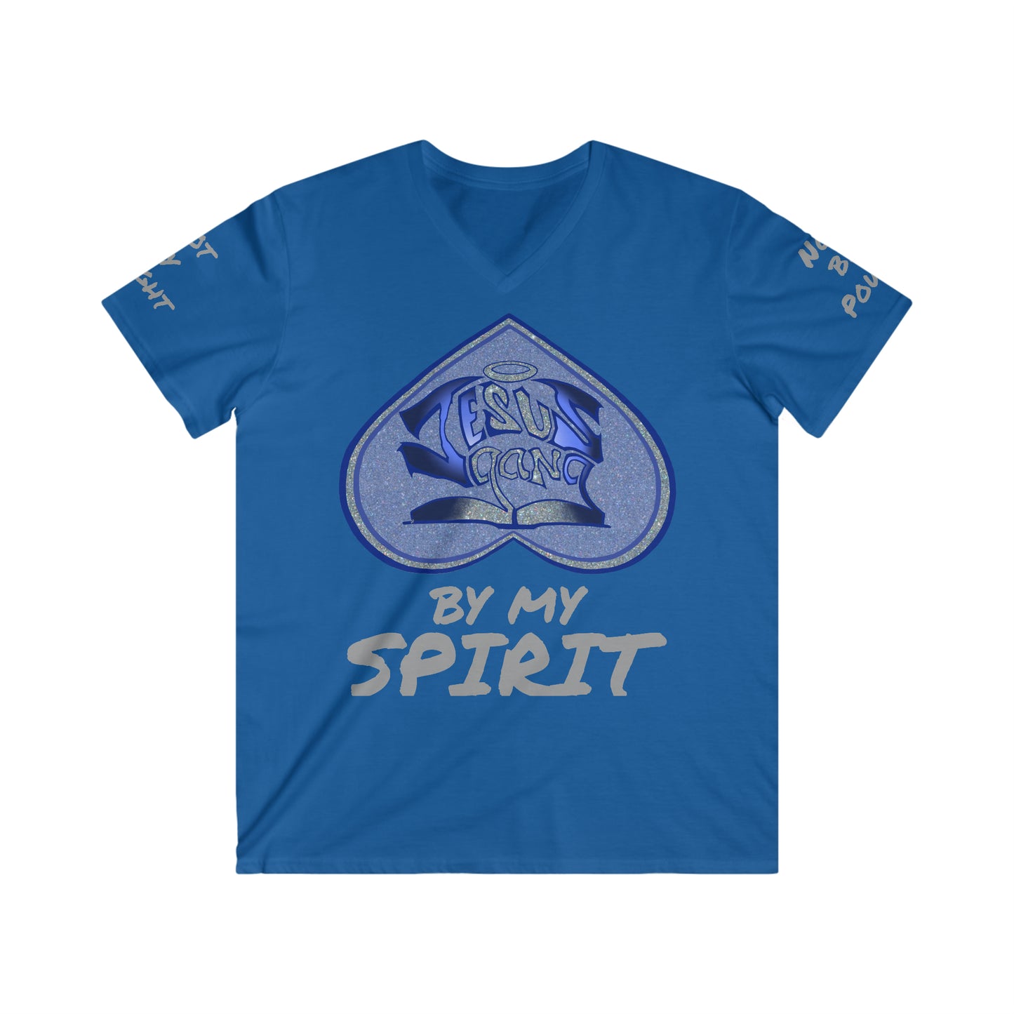 Not by Might nor by Power but by HIS spirit says the Gang of the Lord!  ((ICED Blu) fitted v-neck)