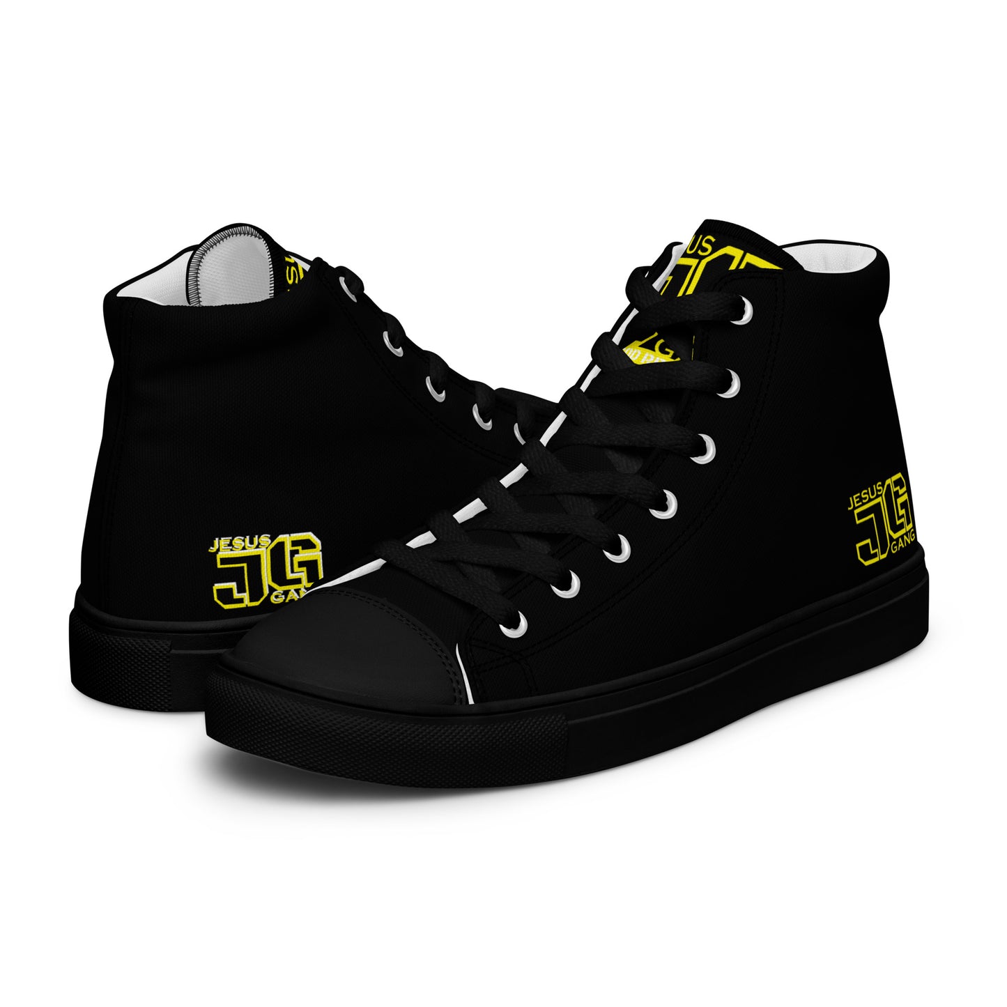 Jesus Gang BLK/YLW Men’s high top canvas shoes