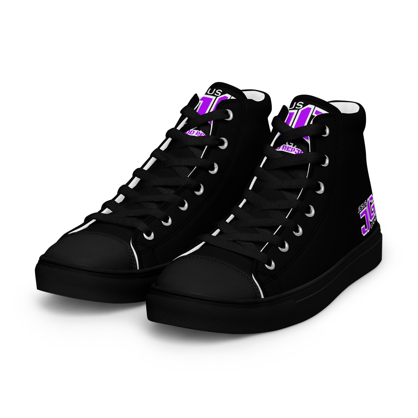 Jesus Gang PURP/WHT Men’s high top canvas shoes