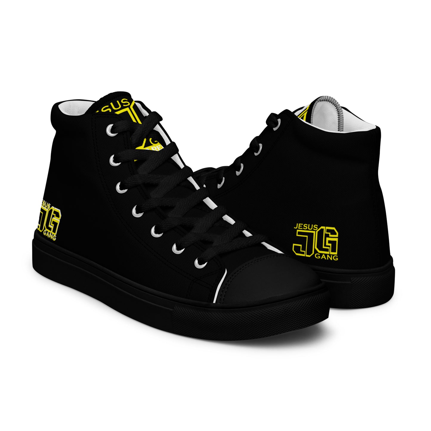 Jesus Gang BLK/YLW Men’s high top canvas shoes