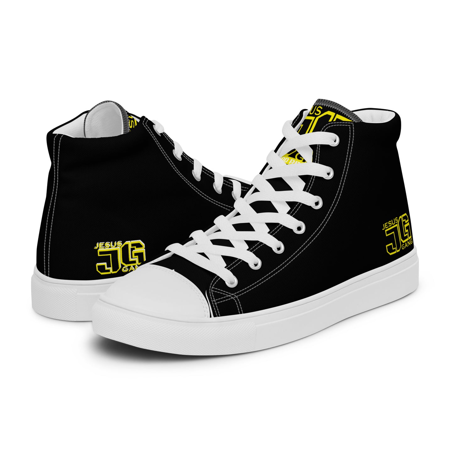 Jesus Gang BLK/YLW Men’s high top canvas shoes