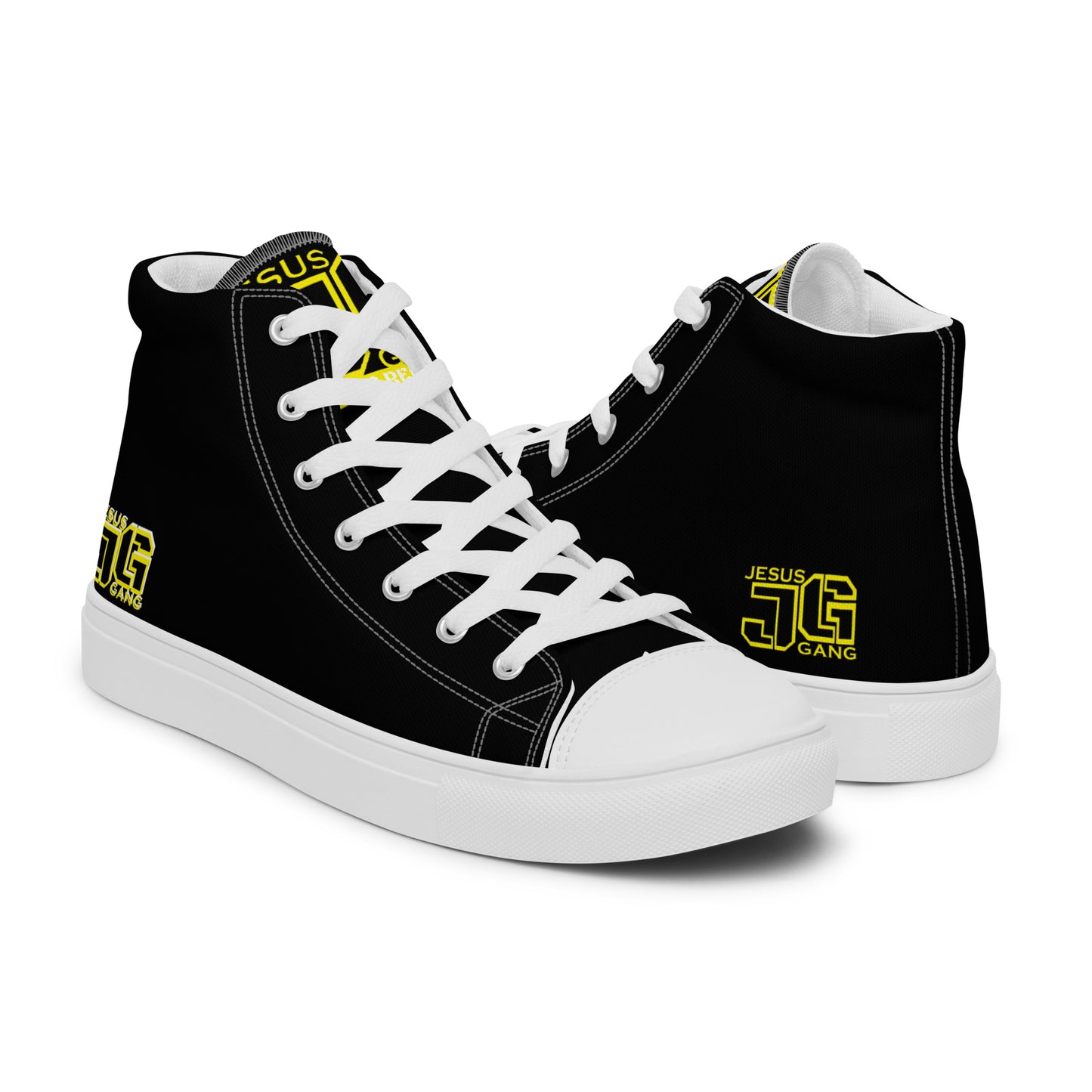 Jesus Gang BLK/YLW Men’s high top canvas shoes