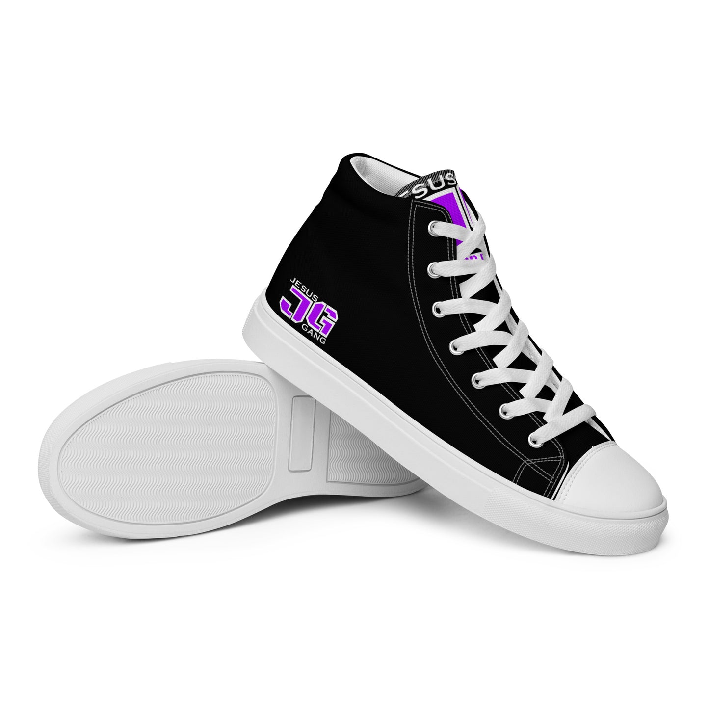 Jesus Gang PURP/WHT Men’s high top canvas shoes