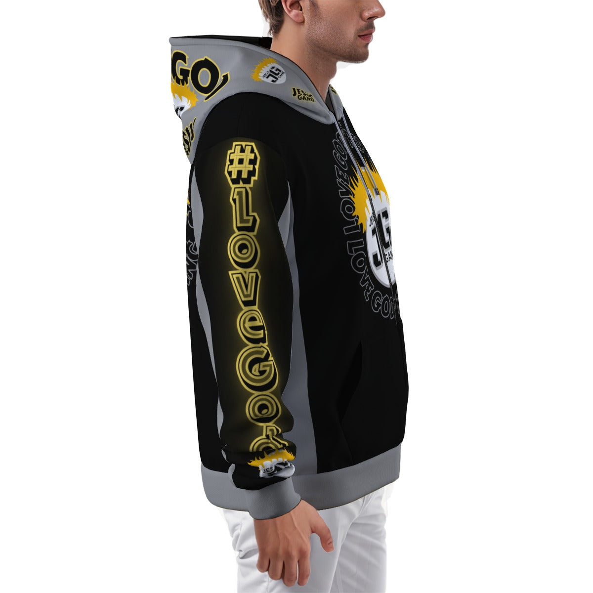 Jesus Gang KingPin Zip Up Hoodie Blk/GryYlw