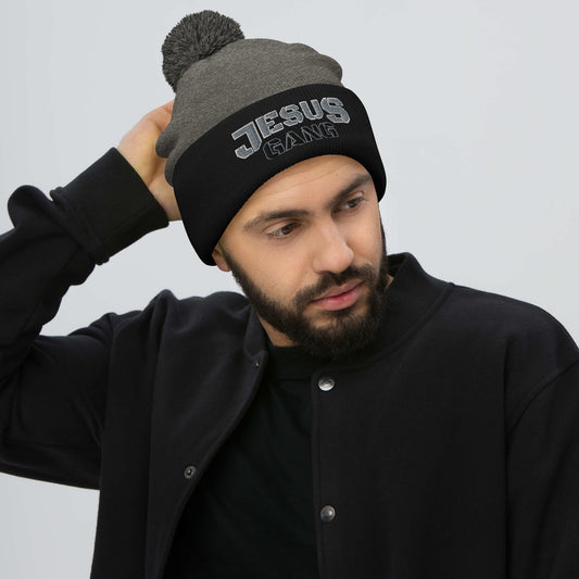 Jesus Gang ARMY of the LORD GRY & BLK Premium Pom-Pom Beanie